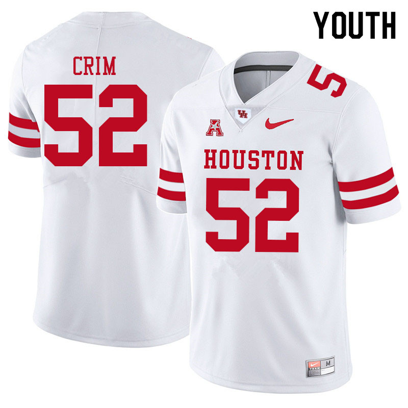 Youth #52 Almarion Crim Houston Cougars College Football Jerseys Sale-White - Click Image to Close